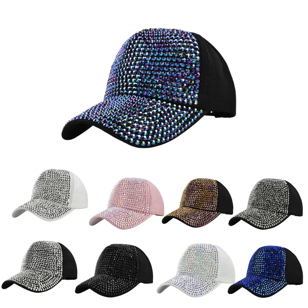 Dames Mode Strass Honkbalpet Acryl Ingelegde Kristallen Zonnehoed Glanzende Glitter Sparkly Snapback Outdoor Reis Honkbalpet