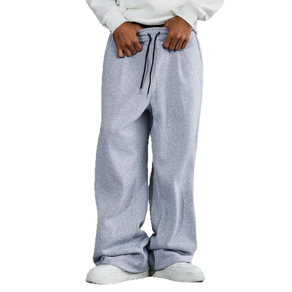 Pantalon de Sport Décontracté pour Hommes Coupe Ample Cordon de Serrage Taille Élastique Couleur Unie Jogging Streetwear