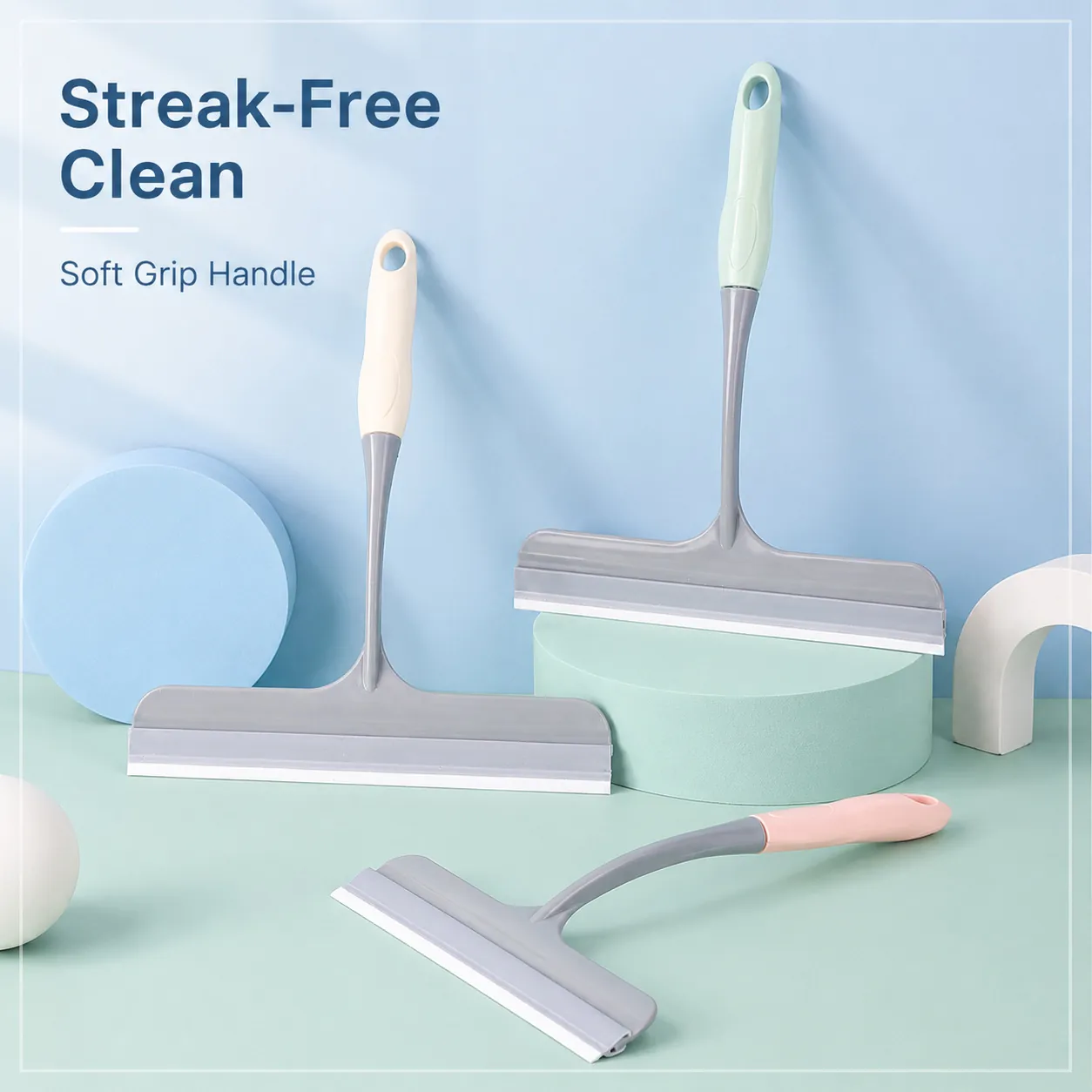Window Squeegee Glass Cleaner PP TPR Non-Slip Handle For Home Car Bathroom Mirror Tile Cleaning Tool With Hanging Hole