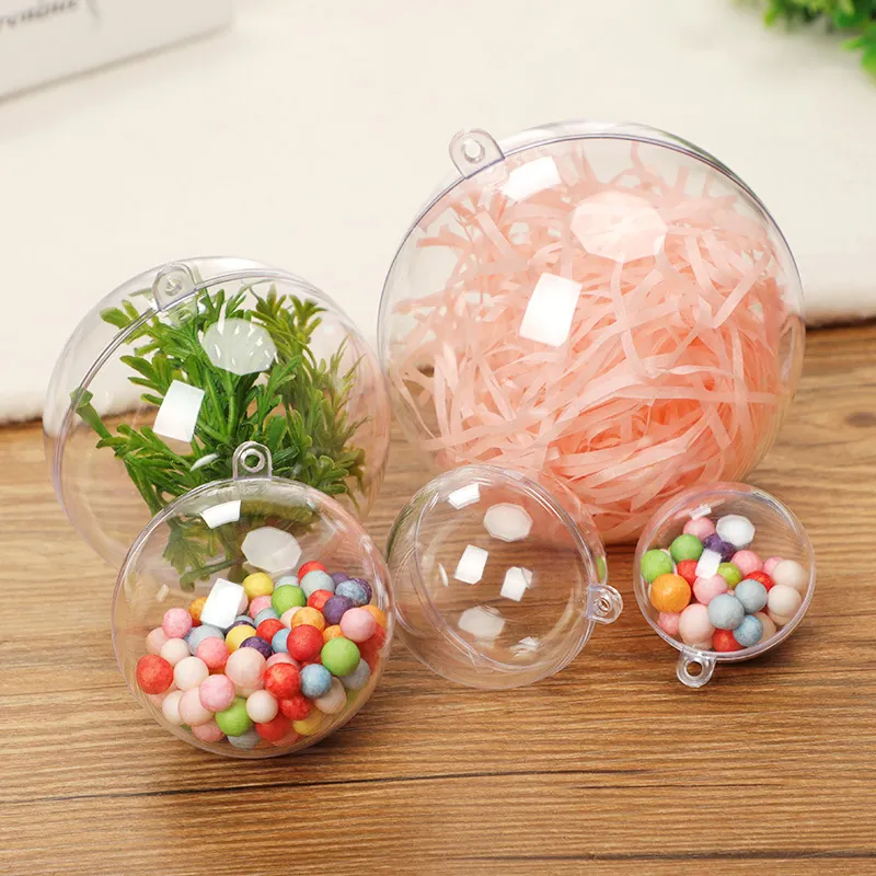 Palline di Natale in Plastica Trasparente Riempibili Sfere in Acrilico DIY Craft per Decorazioni Feste Matrimoni