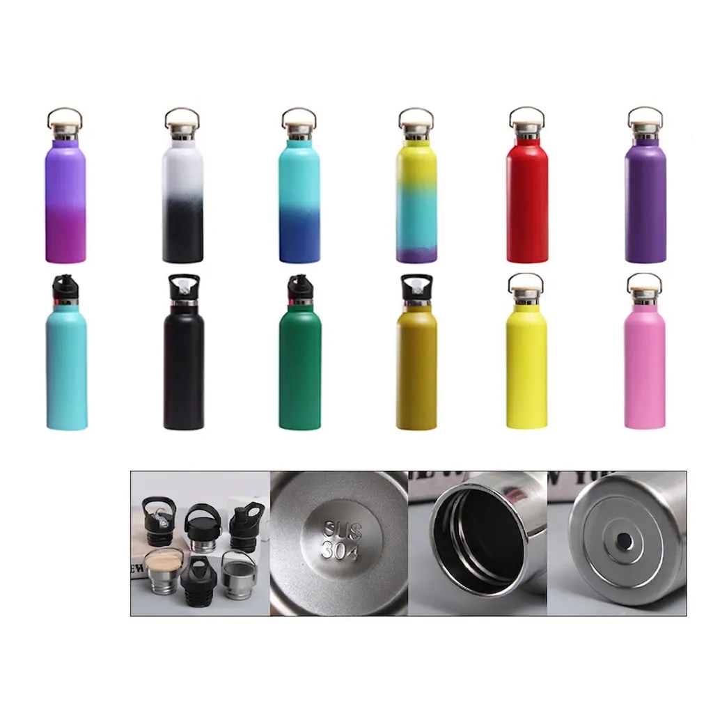 Stainless Steel Vacuum Insulated Water Bottle With Handle Portable Sport Flask For Outdoor Travel Wide Mouth Gym Cup