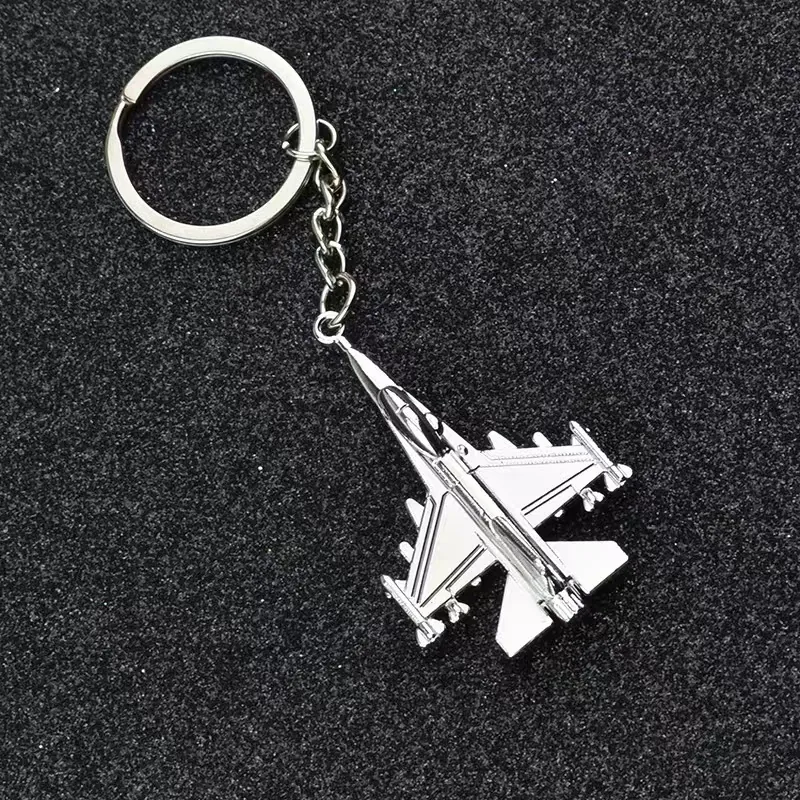 Portachiavi Modello Aereo Militare in Lega di Zinco Metallo Aereo da Caccia Argento Souvenir Aviazione Regalo per Uomini