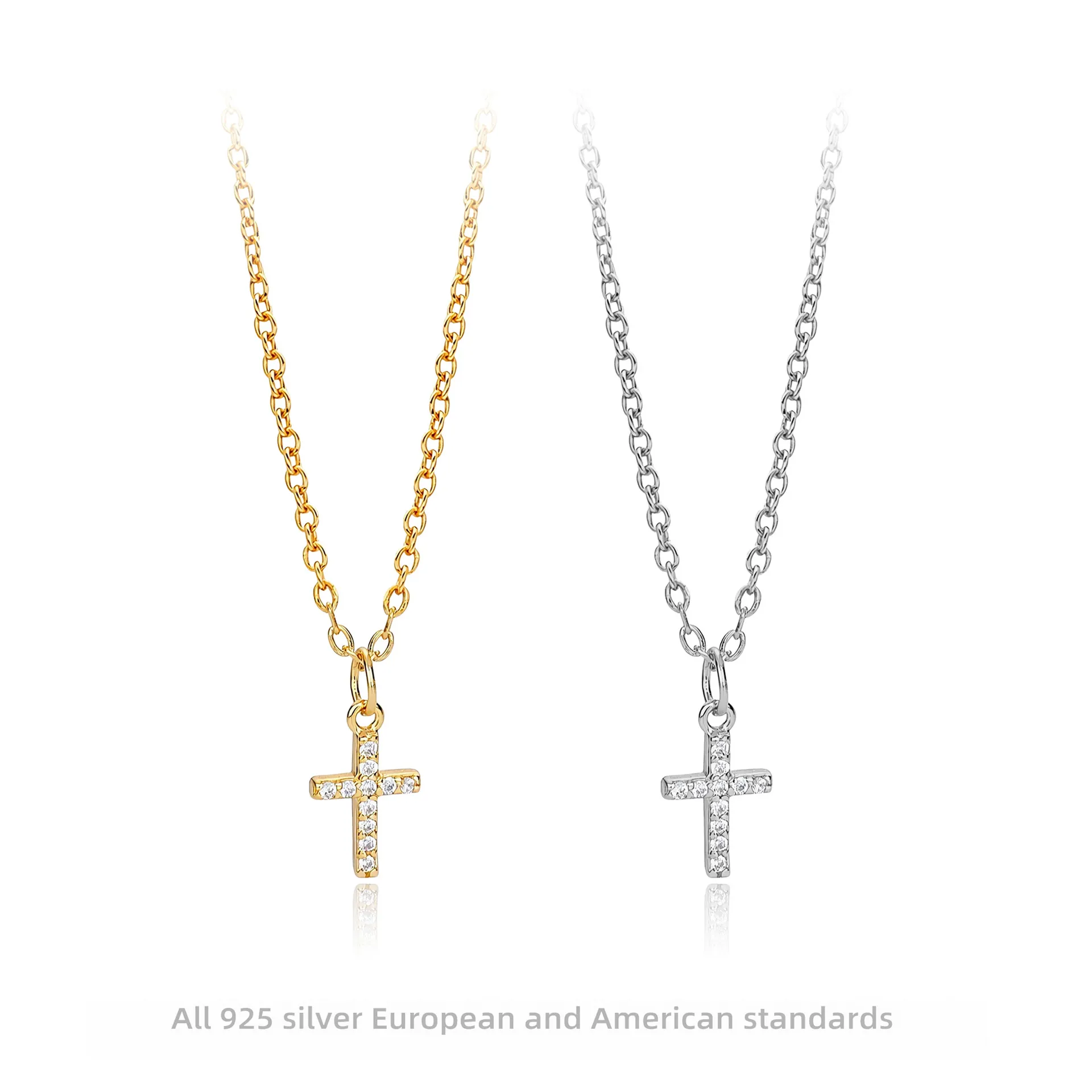 925 Sterling Silver Cross Necklace With Cubic Zirconia Dainty Religious Pendant Minimalist Jewelry Gift For Women
