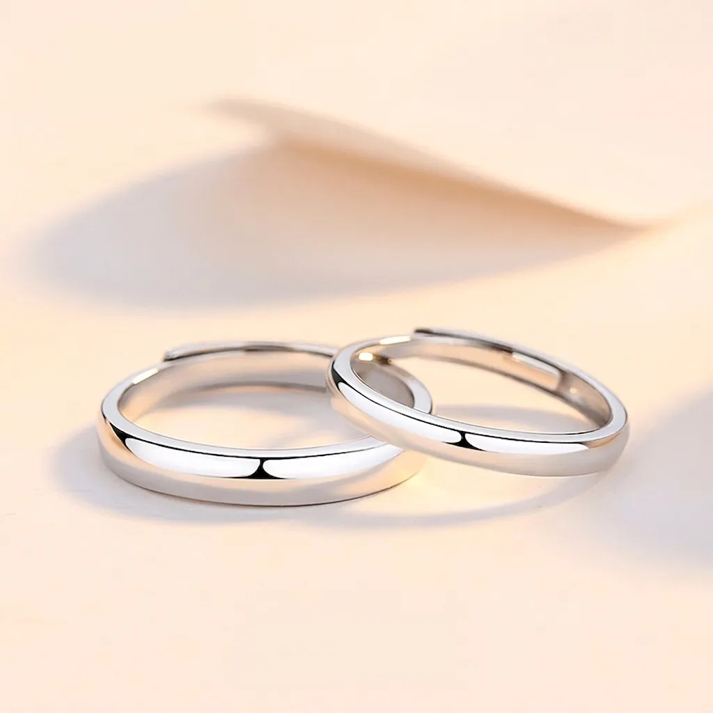 Anello a Fascia in Argento Sterling S925 Minimalista per Uomo Donna Coppia Anello Aperto Regolabile Gioielleria di Moda