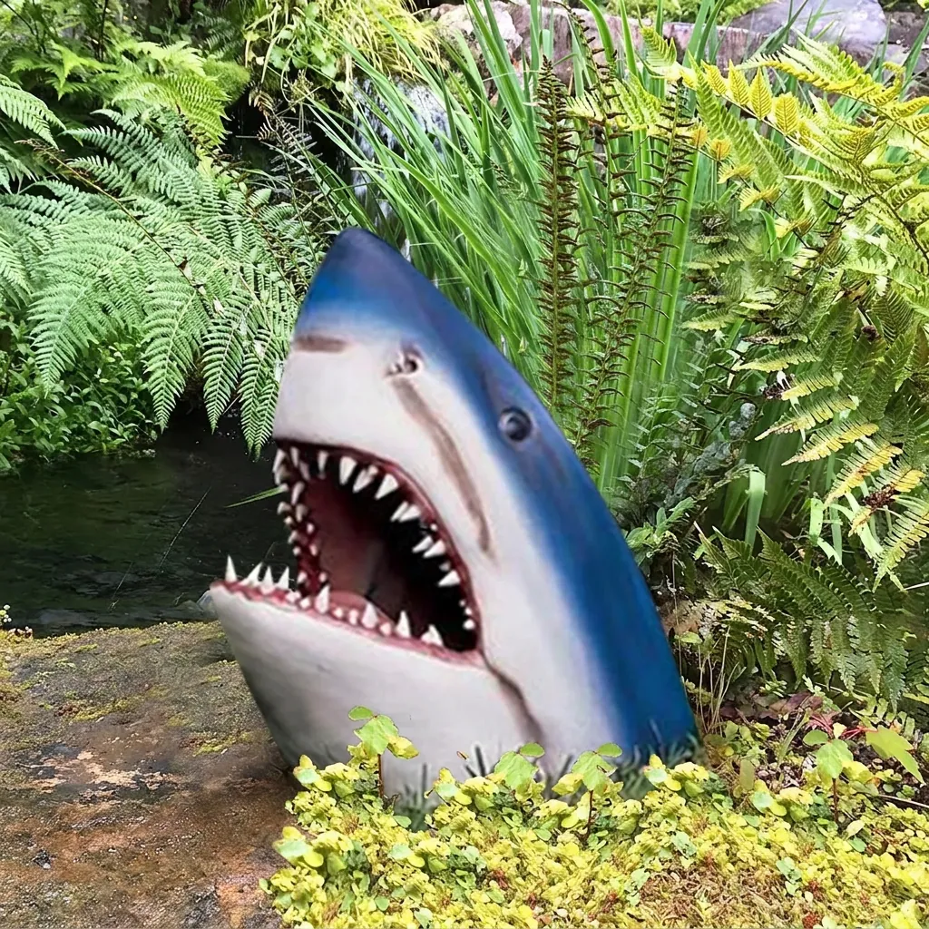 Realistic Floating Shark Crocodile Head Statue Resin Animal Sculpture For Outdoor Pond Garden Pool Decor Crafts Ornament