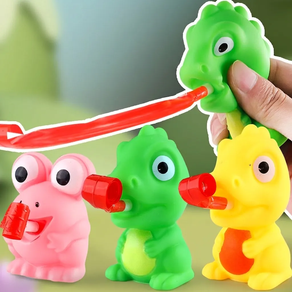 Jouet à Presser Animal Dessin Animé Langue Pendue Soulagement du Stress Jouet Sensoriel Fidget Avec Son TPR Grenouille Dinosaure