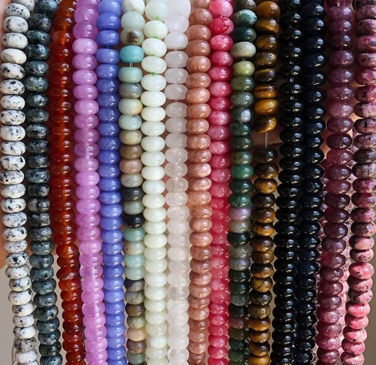 Natural Stone Rondelle Abacus Beads For Jewelry Making DIY Handcrafted Gemstone Accessories Polished Loose Stone Beads