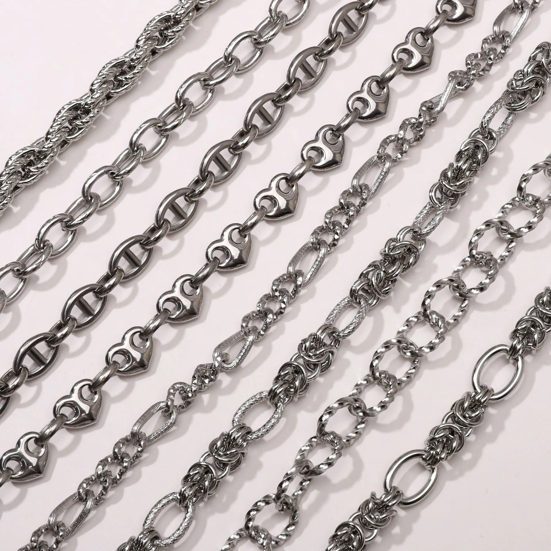 Stainless Steel DIY Jewelry Chain Accessories For Necklace Bracelet Making Metal Heart Sunflower Pattern Link Chain Accessory