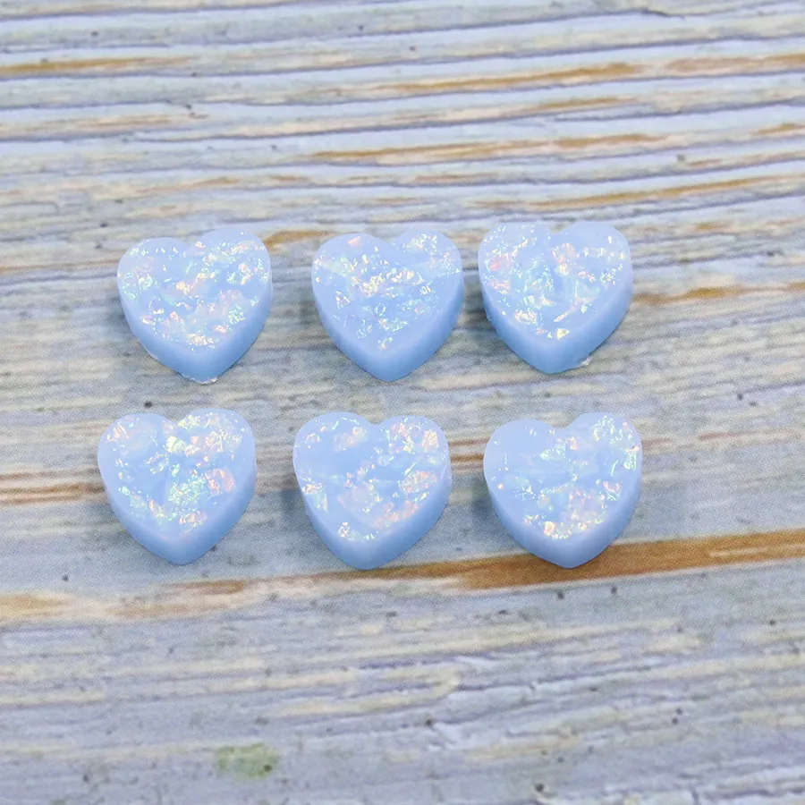 Heart Shaped Synthetic Opal Resin Beads For DIY Jewelry Making Iridescent Colorful Sparkle Loose Beads DIY Accessories
