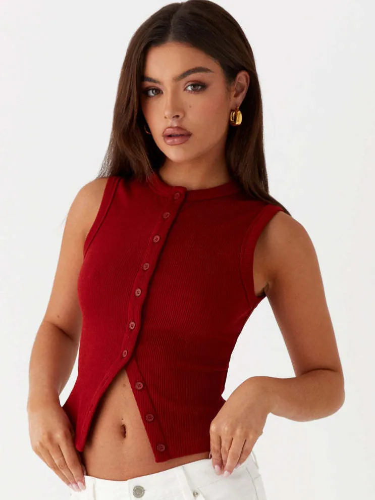 Women Y2K Ribbed Button Tank Top Sexy Slim Fit Cotton Round Neck Sleeveless Vest Top For Summer Casual Streetwear