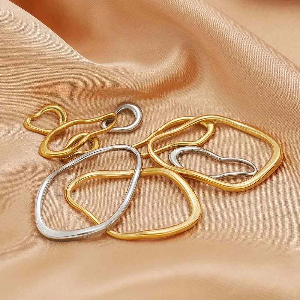 Stainless Steel Irregular Oval Frame Pendants DIY Necklace Earring Jewelry Making Accessory Gold Silver Plated Findings