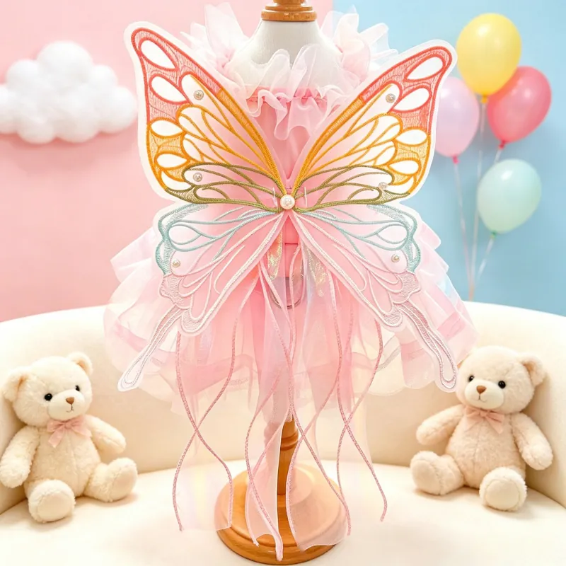 Haustier Prinzessin Hochzeitskleid Für Hund Katze Schmetterling Stickerei Spitze Tutu Rock Kunstperle Fee Kleid Für Teddy