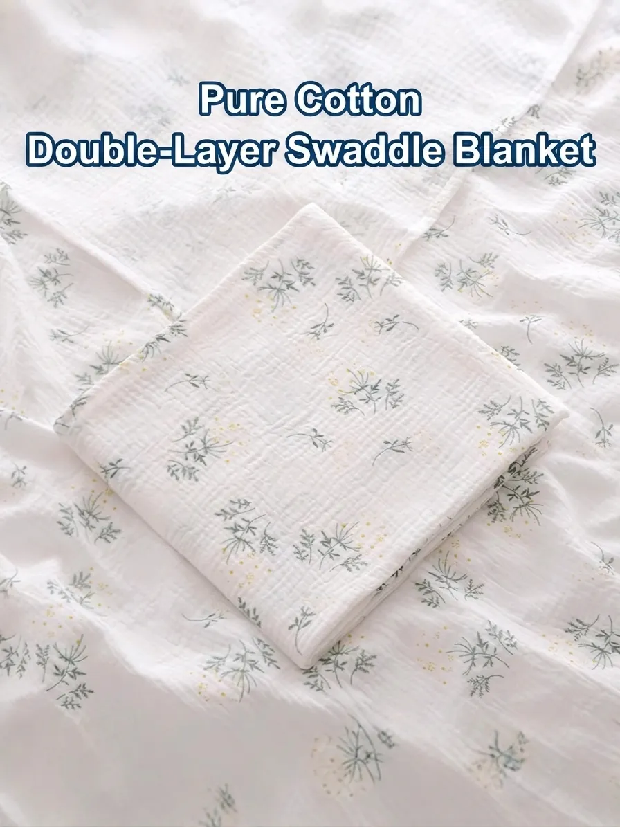 Couverture d'Emmaillotage en Mousseline pour Nouveau-né Pur Coton Classe A Double Couche Gaze Gaufrée Douce Respirante