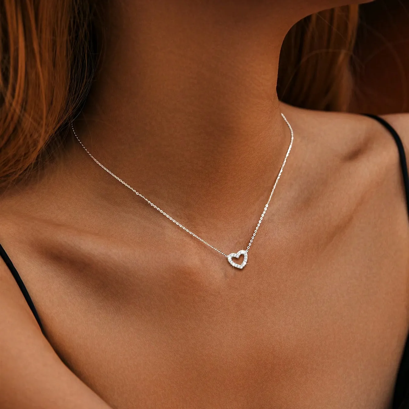 Collana Con Pendente A Cuore Svuotato In Argento Sterling 925 Per Donna Intarsio In Zirconia Stile Dolce Regalo Gioielli Di Moda