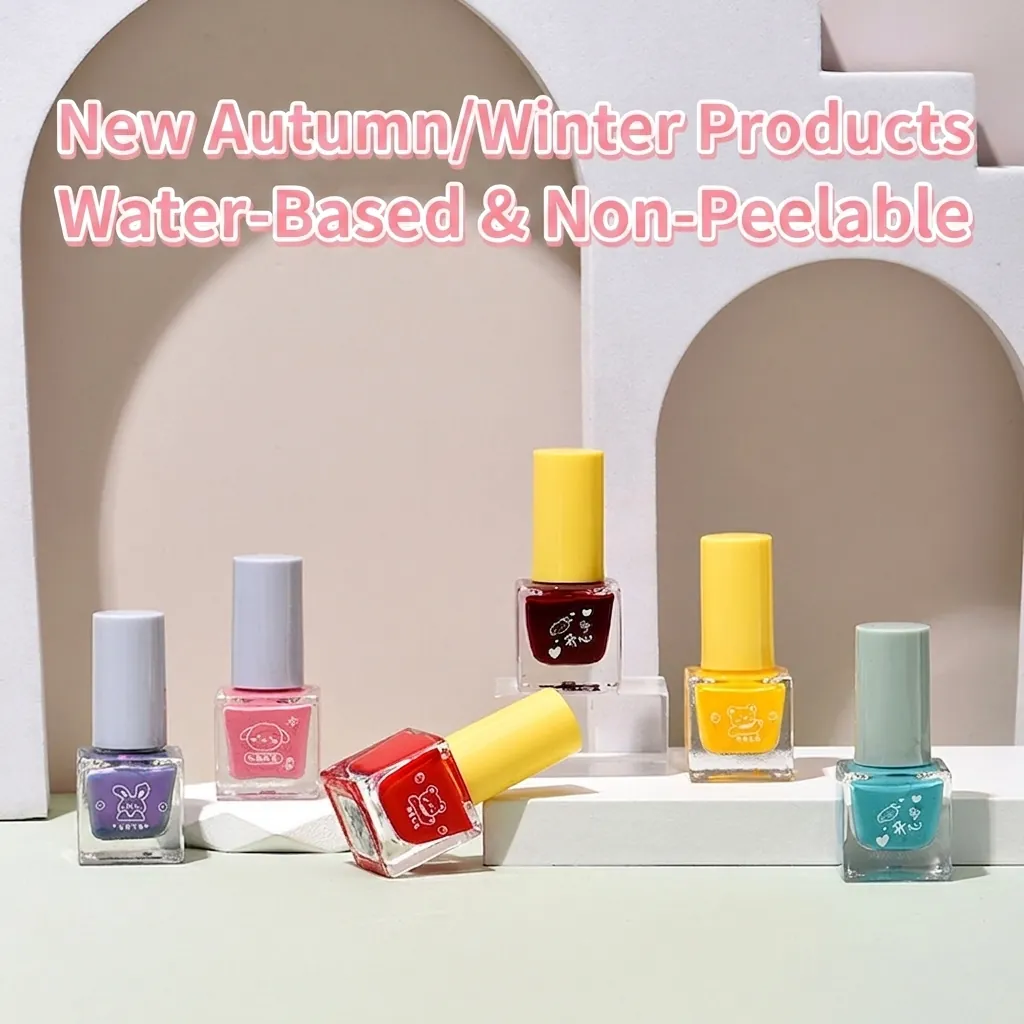 BK 8ML Water-Based Nail Polish Fast Dry No Lamp Required Nude Macaron Colors Cartoon Bottle Long Lasting Nail Art Decor For Women
