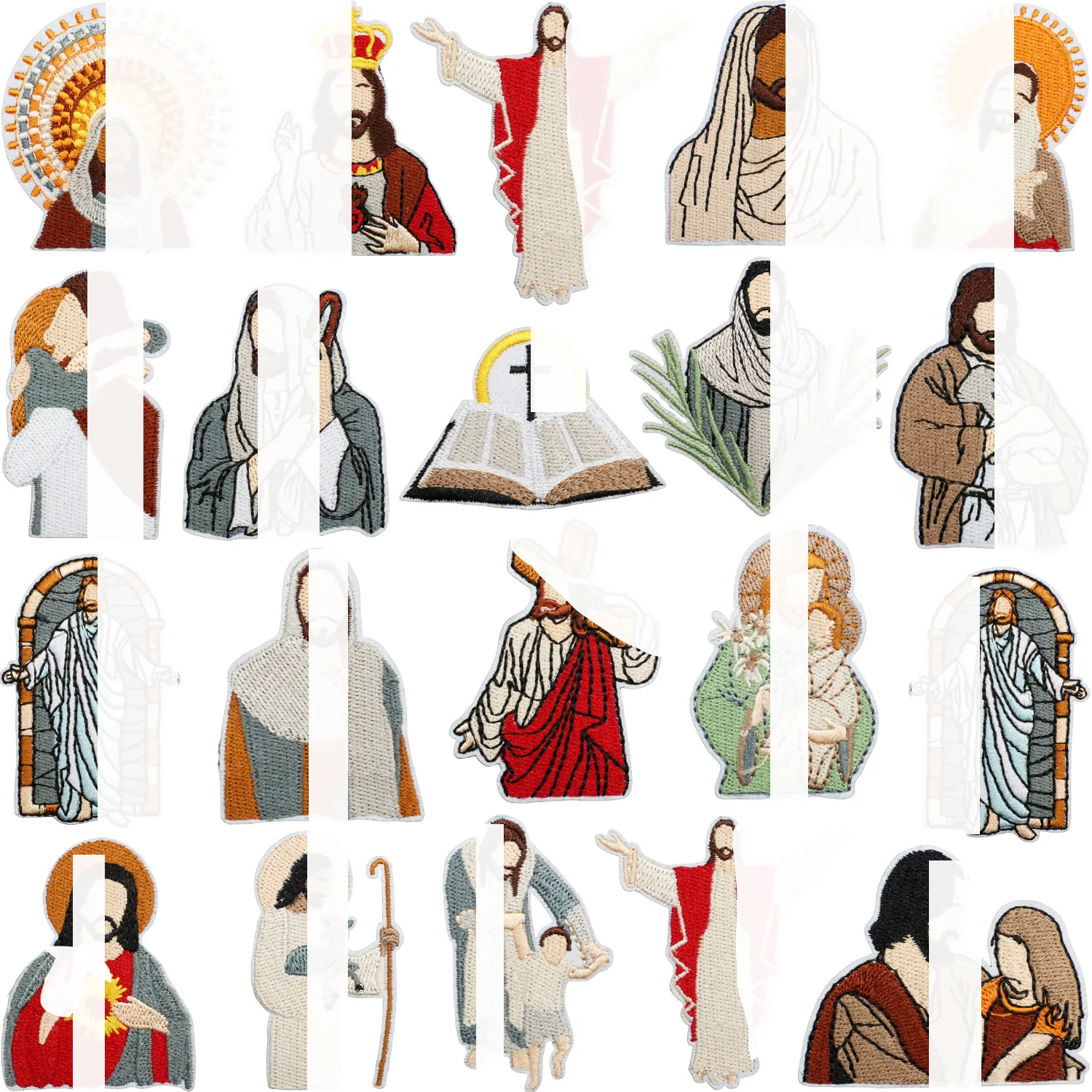 Jesus Religiöse Bestickt Flicken Christliche Figur Applikation Bügelbild Aufnäher Für Kleidung Rucksack DIY Nähen Zubehör