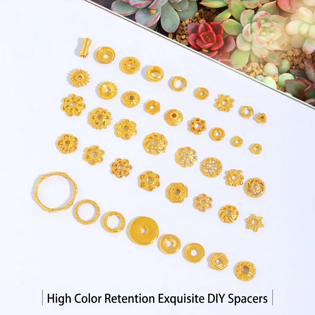 Perles d'Espacement Fleurs en Cuivre Plqué Or Vintage Calottes de Perles Ajourées pour Création de Bijoux DIY Collier