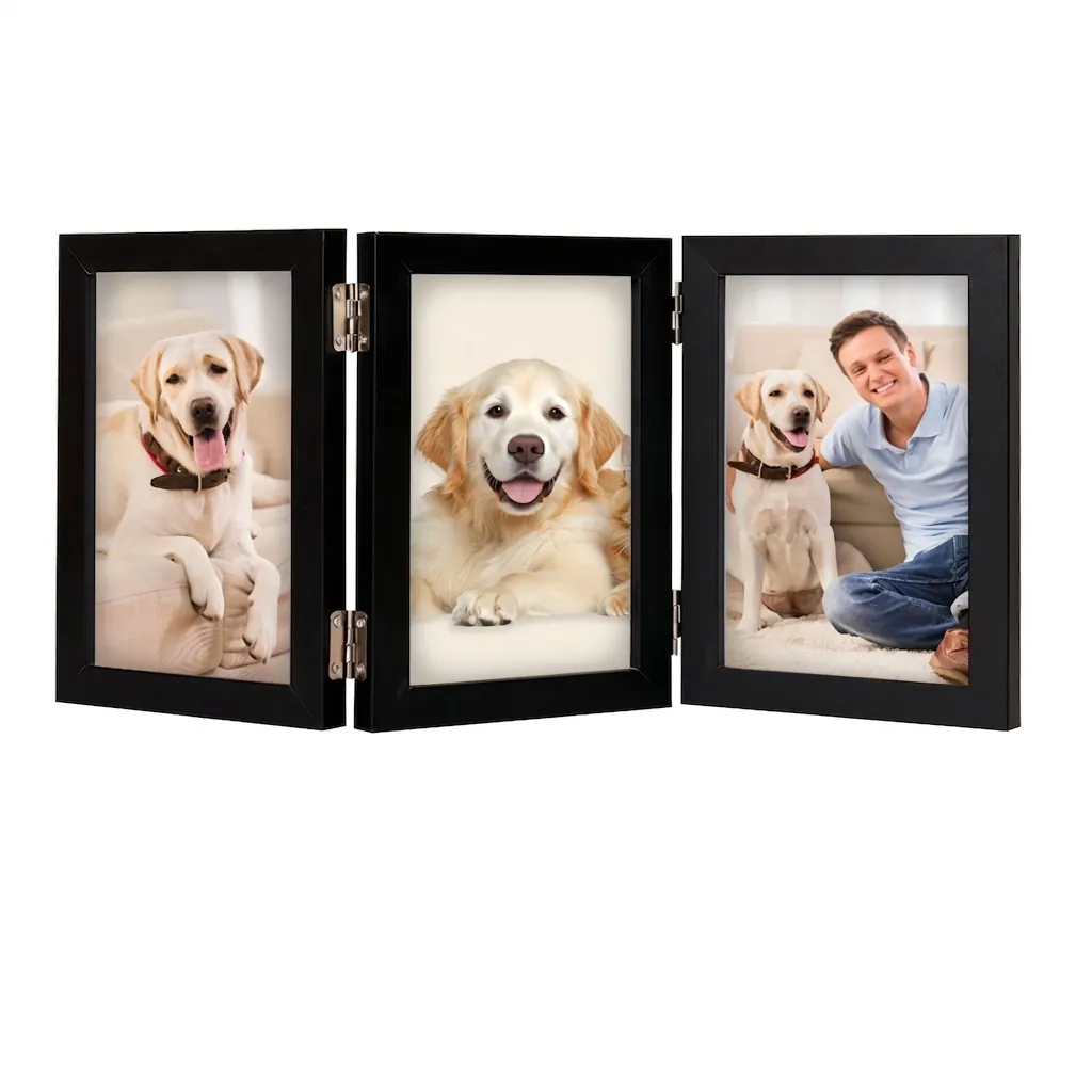 Multi Opening Folding Photo Frame Artificial Wood Minimalist Desktop Hinged Picture Display Modern Home Decor
