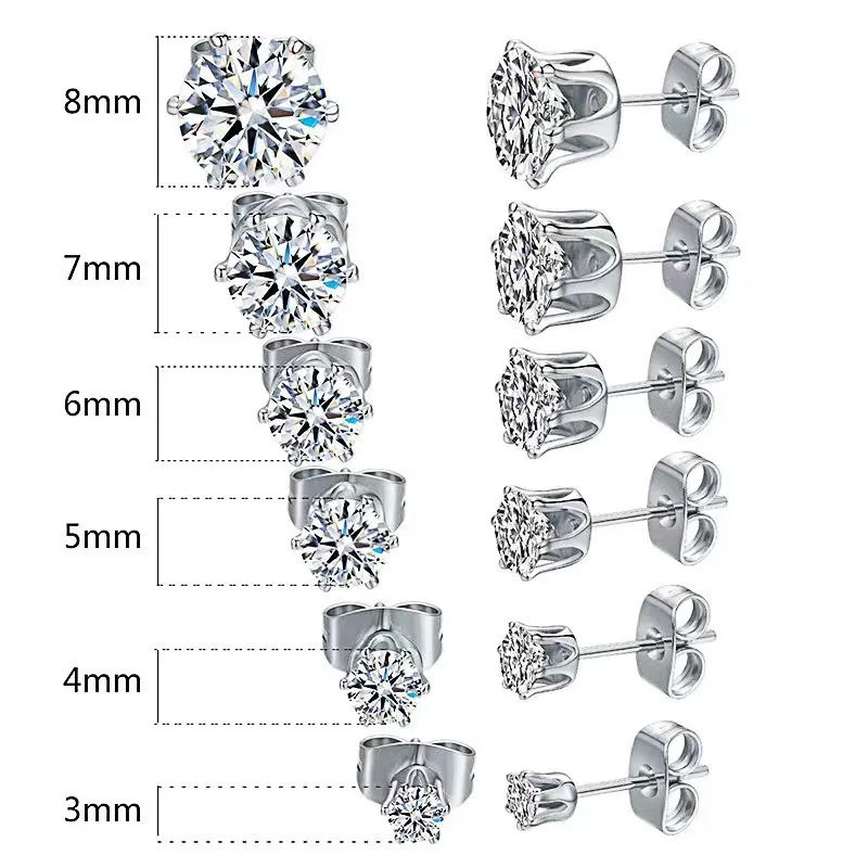 Minimalist Round Geometric Zirconia Stud Earrings For Women Men Alloy Inlaid CZ Cartilage Ear Piercing Jewelry Gift