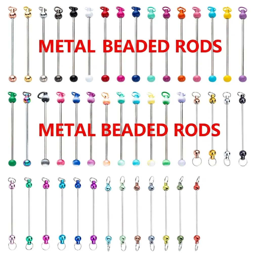 DIY Beadable Keychain Rod Metal Bar For Keychain Pendant Making Gradient Colorful Handmade Jewelry Accessories Crafting Supplies Rod