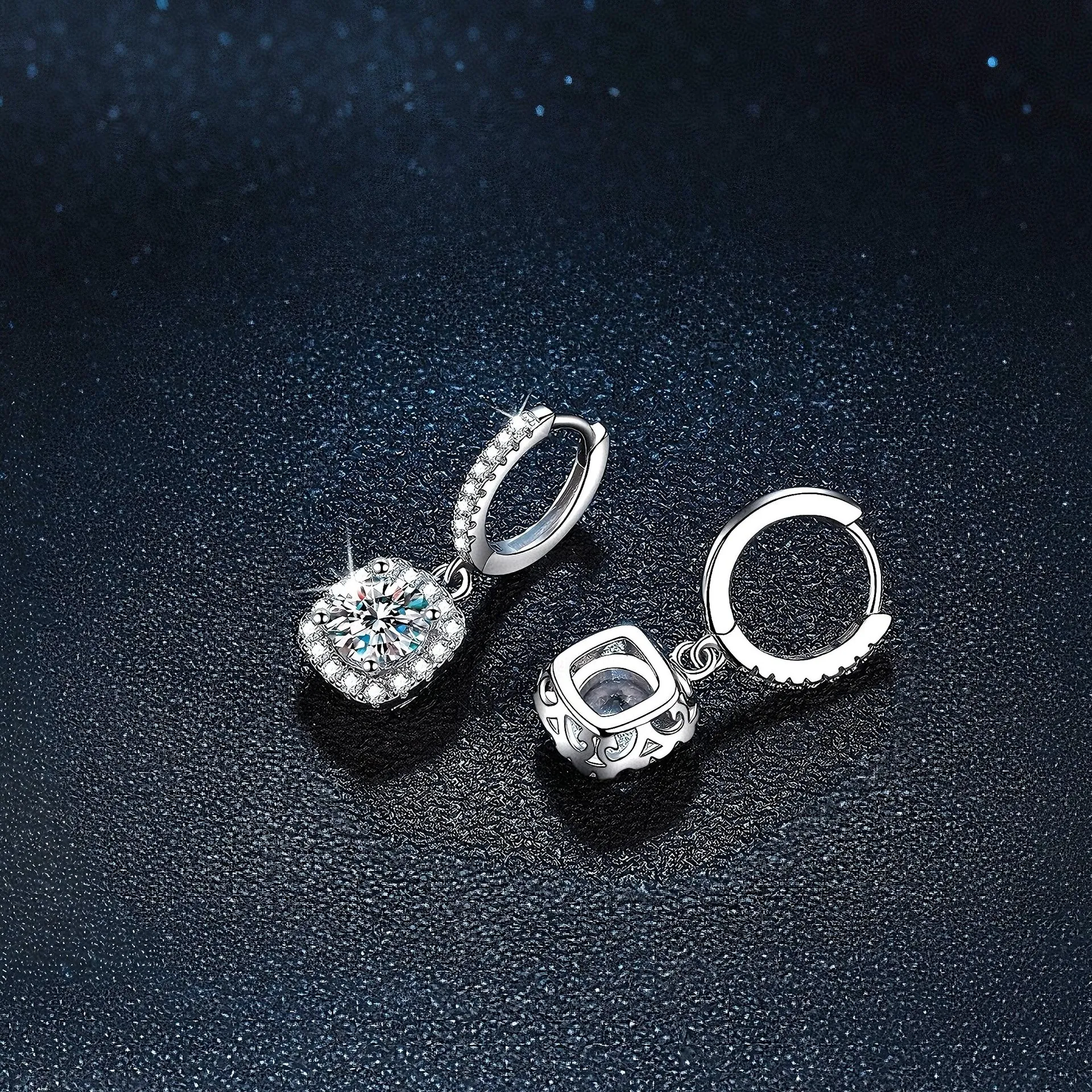 925 Sterlingsilber Moissanit Halo Ohrstecker Für Damen Quadratisch Glitzernd Strass Eleganter Schmuck Ohrringe Geschenk