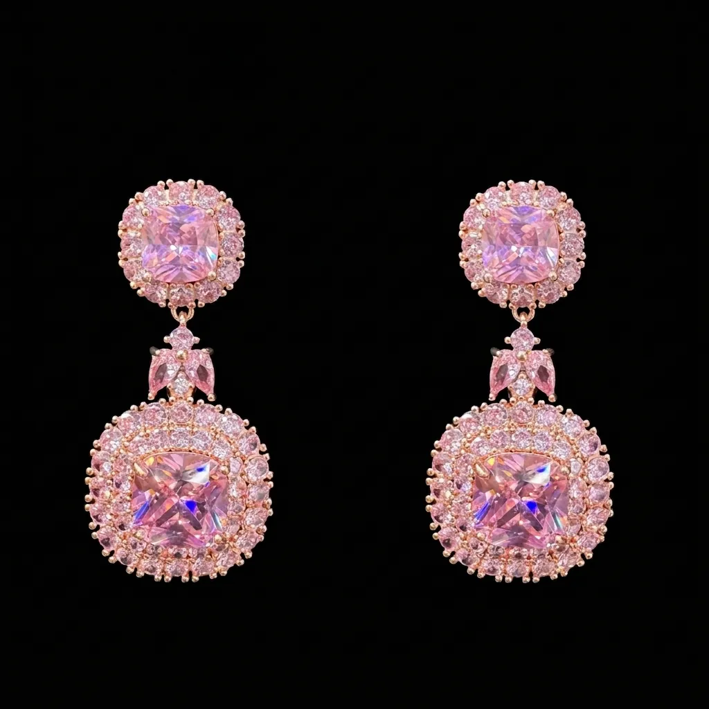 Luxury Princess Cut Rhinestone Long Drop Earrings With 925 Sterling Silver Earring Post Elegant Copper Geometric Jewelry