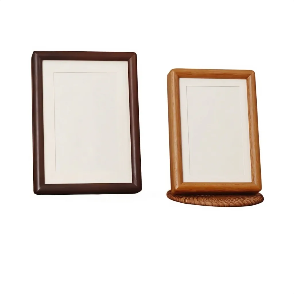Minimalist Wooden Photo Frame Desktop Wall Hanging Solid Wood Walnut Teak Decor Display Picture Frame Mat For Home Office