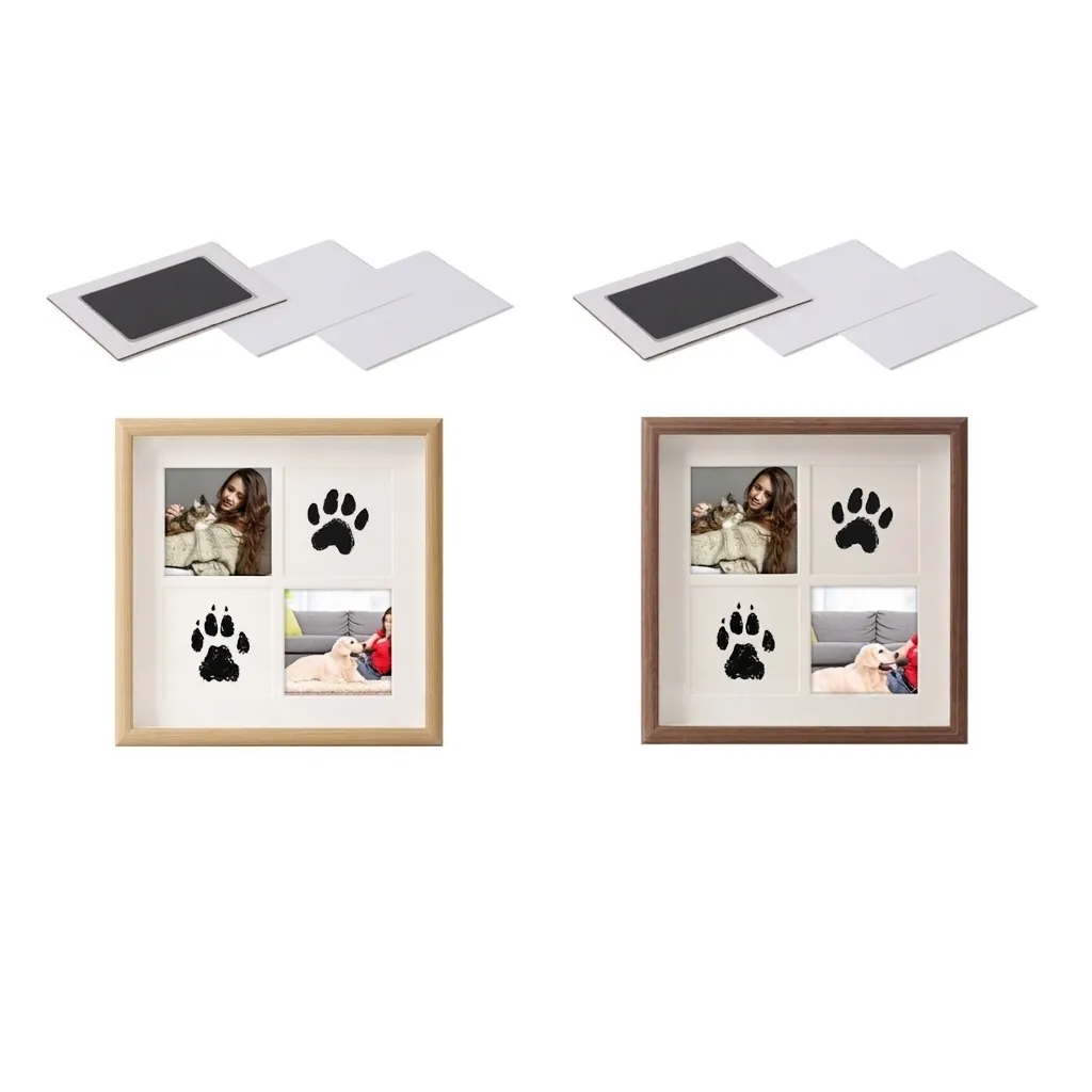 Cadre Photo Commémoratif Empreinte De Patte D'animal Bois DIY Souvenir Avec Tampon Encreur Pour Chien Chat Décor
