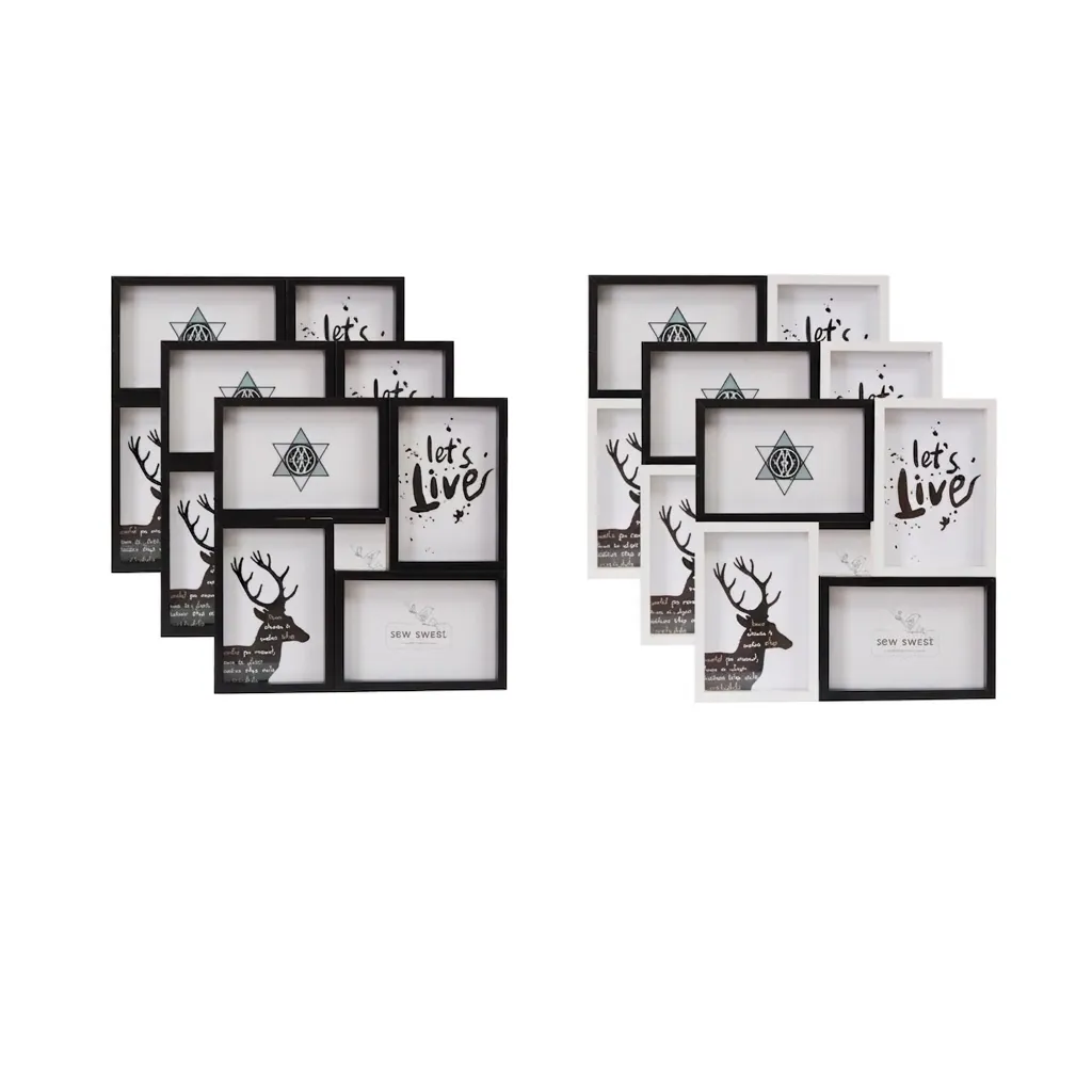 Modern Collage Photo Frame Wood Based Interlocking Gallery Wall Hanging Tabletop Decor