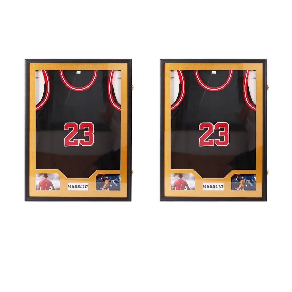 Jersey Display Shadow Box Frame MDF Sports Memorabilia Display Case With Anti-Theft Lock And Plexiglass Wall Hanging Decor
