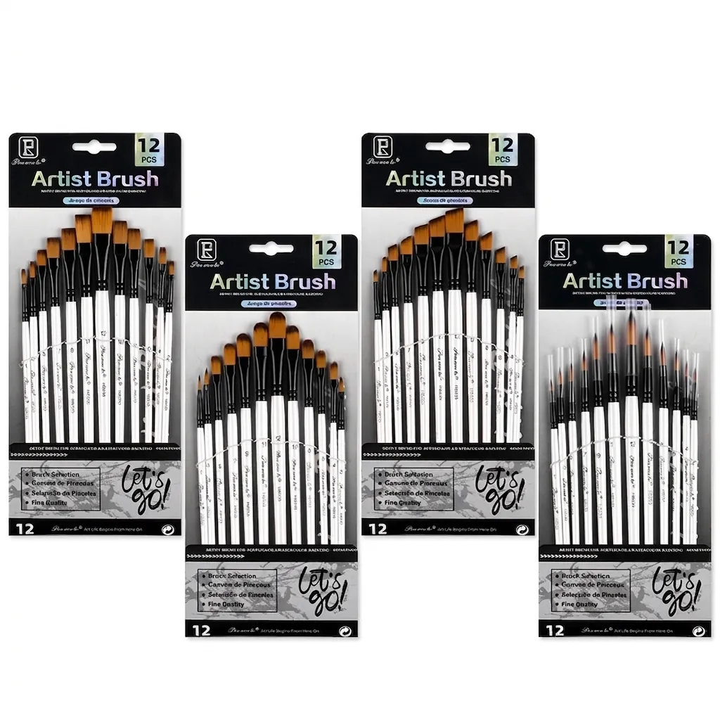 Pennelli Da Pittura Professionali Setole In Nylon Manico In Legno Per Pittura Acrilica Olio Acquerello