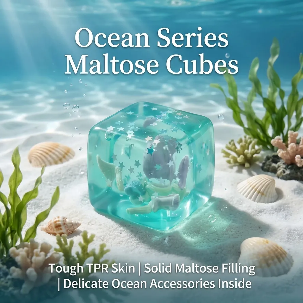Transparent Maltose Ocean Ice Cube Squishy Toy Stress Relief Sensory Fidget Toy Lemon Jellyfish Shape For Kids Adults