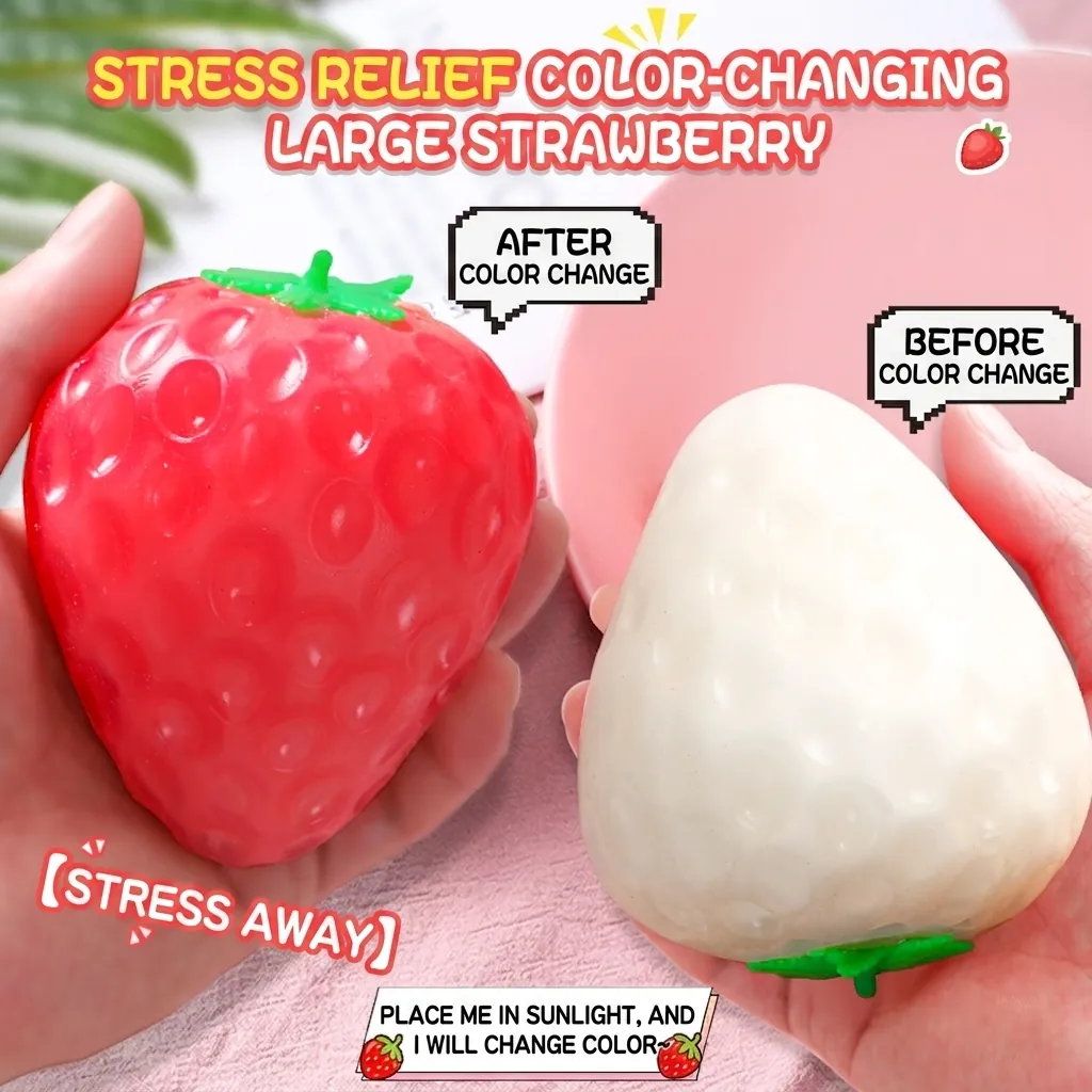 Color Changing Strawberry Mango Heart Duck Squishy Toy TPR Soft Decompression Sensory Stress Relief Toy For Kids Adults