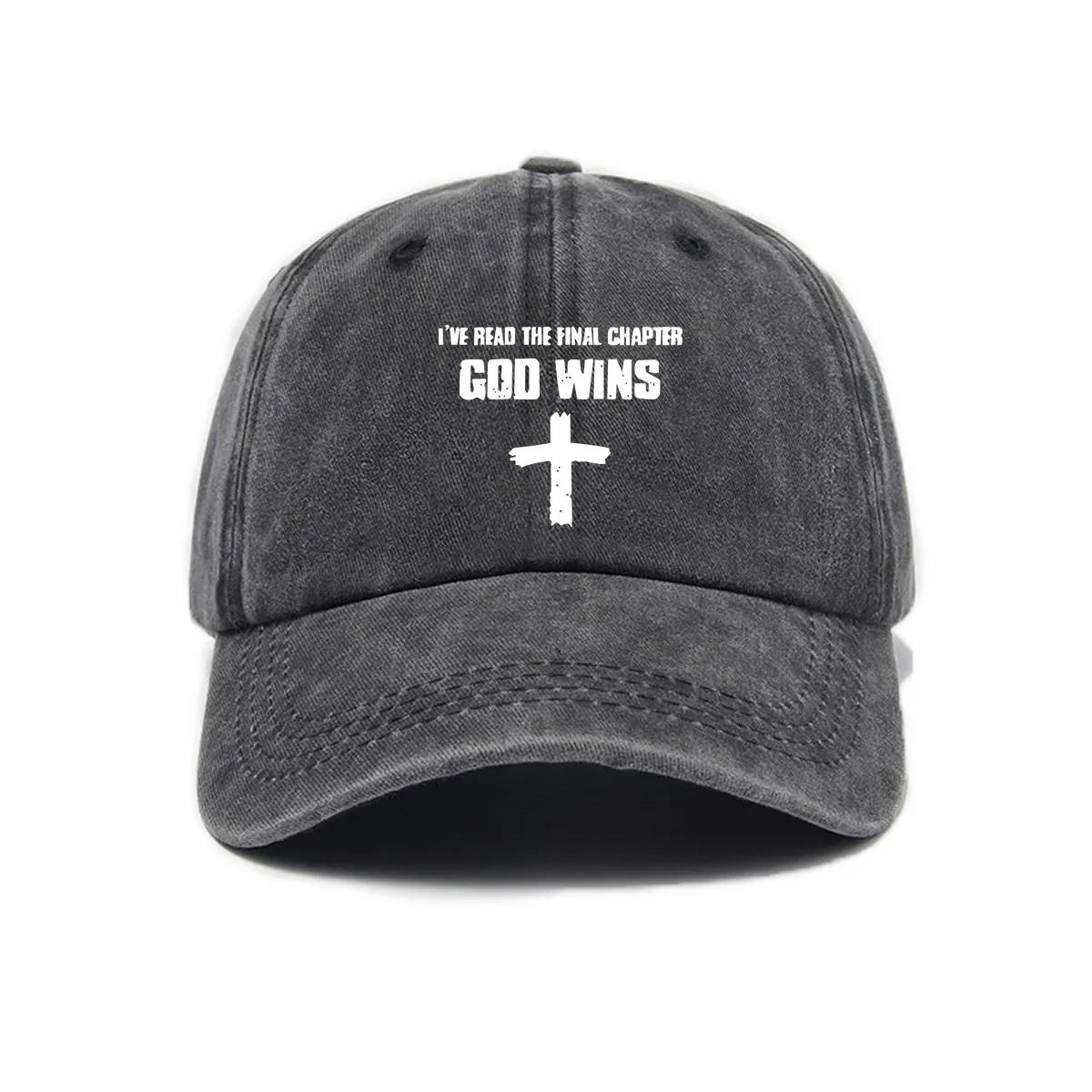 Washed Cotton Cross Print Baseball Cap For Men Women Vintage Distressed Letter Print Adjustable Hip Hop Streetwear Dad Hat