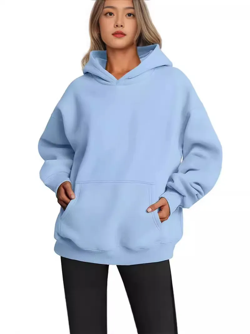 Women Oversized Hooded Sweatshirt Long Sleeve Pullover With Pocket Basic Casual Loose Fit Hoodie For Daily Wear Streetwear