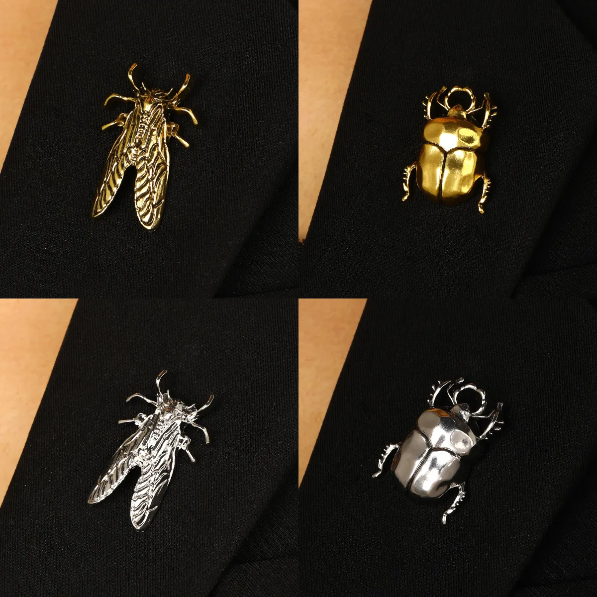 Vintage Insect Cicada Beetle Brooch Alloy Exaggerated Personality Animal Pin For Clothing Accessory Unisex Jewelry Gift