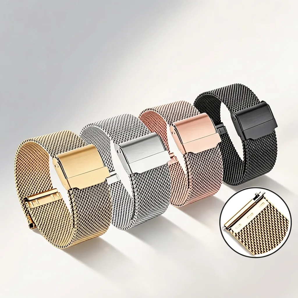 Milanese Mesh Horlogeband 304 Roestvrij Staal Band Quick Release Geweven Armband Voor Mannen Vrouwen Zilver Goud Metaal Vervanging