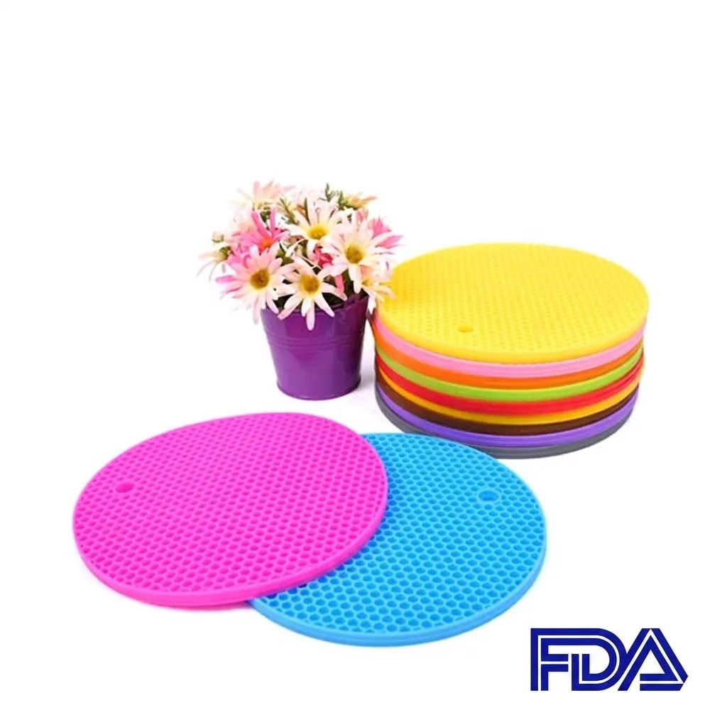 Round Silicone Placemats Honeycomb Heat Resistant Coasters Anti Slip Pot Mats With Hanging Hole Kitchen Dining Accessories