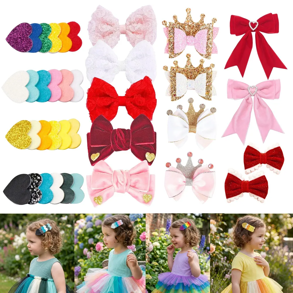 Sequin Heart Hair Clips For Girls Glitter Felt Sweet Princess Hairpins Valentine's Day Accessory For Toddlers And Babies