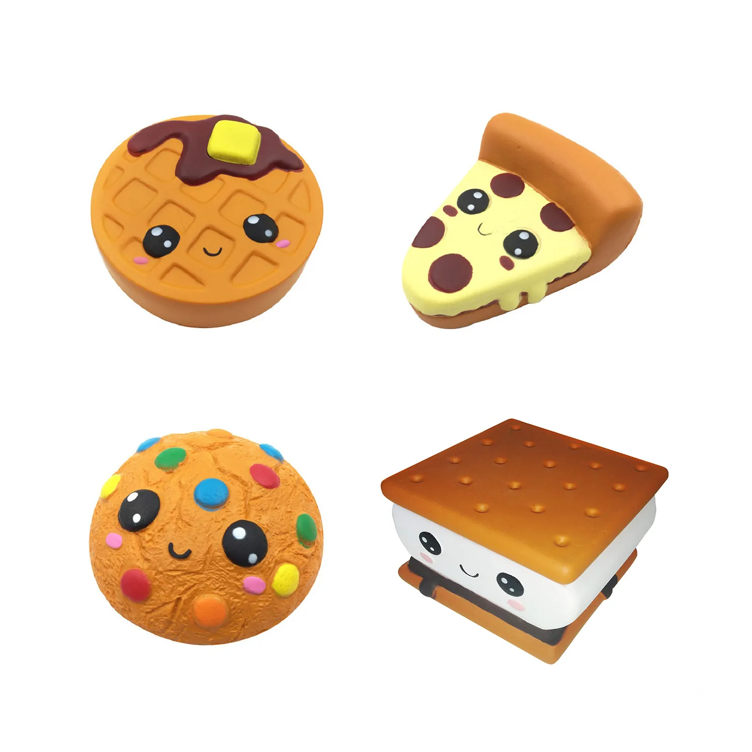 Cute Slow Rebound Squishy Stress Relief Toy Simulation Food Cookie Pizza Bread Squeeze PU Foam Sensory Toy For Adults Kids