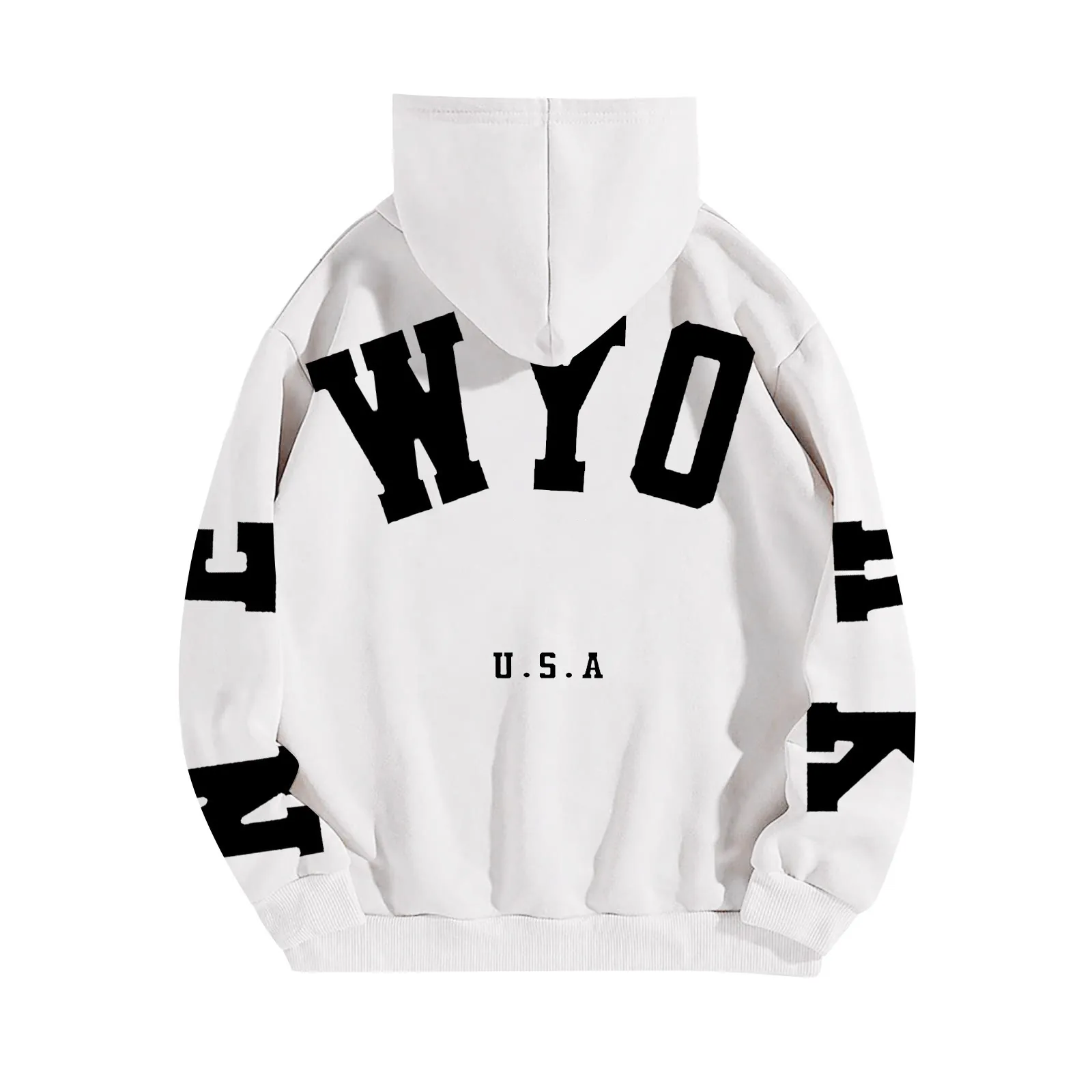 Women's Oversized Fleece Hooded Sweatshirt Polyester Letter Printed Long Sleeve Casual Pullover Hoodie Fashion Streetwear Tops