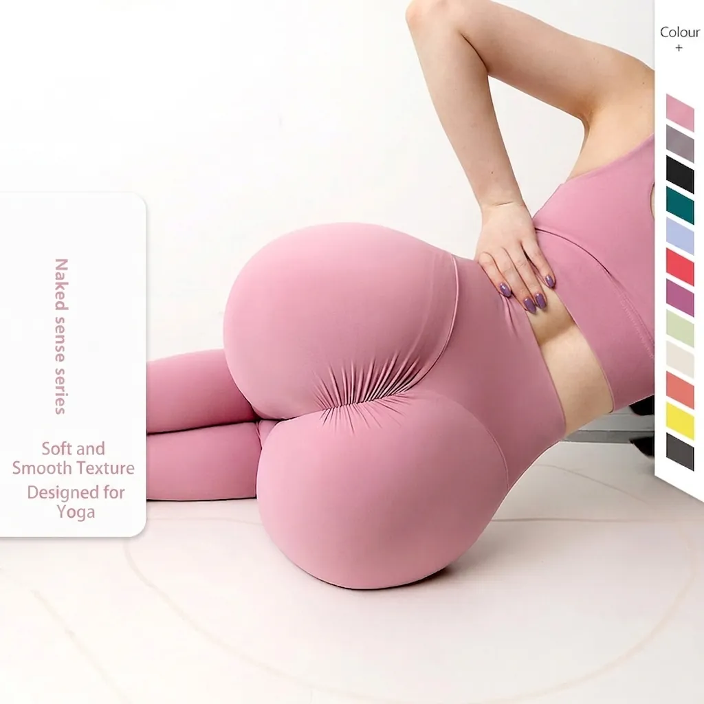 Damen Hohe Taille Yogahose Gebürstet Nacktgefühl Po Lifting Sport Fitness Leggings Einfarbig Workout Gym Bottom