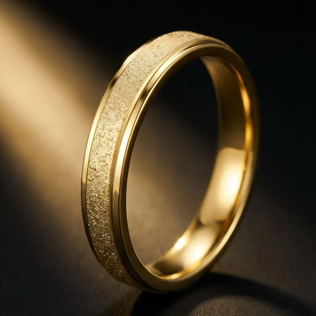 Frosted Stainless Steel Ring For Women Minimalist Titanium Steel Sandblasted Polished Band Elegant Jewelry