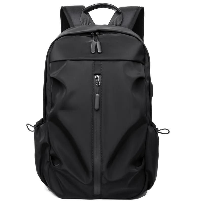 Minimalist Casual Polyester Backpack For Men Women 14 Inch Laptop Bag Fashion Travel Rucksack With USB Charging Port