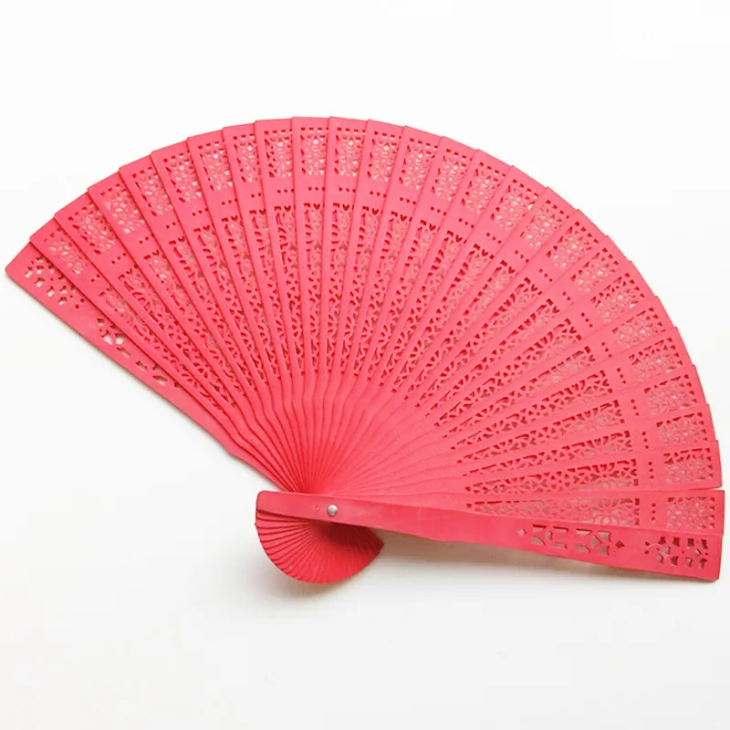 Chinese Style Hollow Out Wooden Folding Fan Scented Wood Carved Handheld Fan For Wedding Party Gift Dance Women Home Decor
