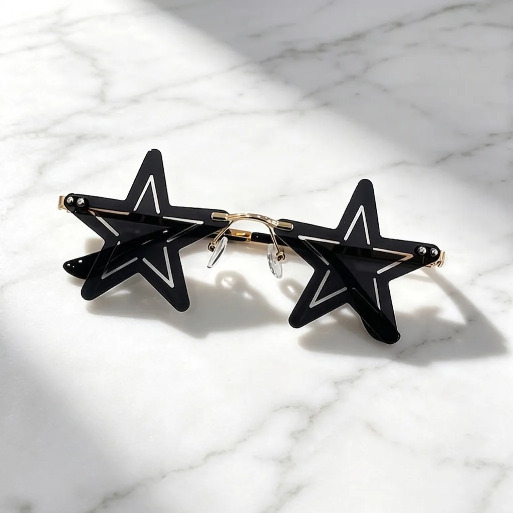 Fashion Five-Pointed Star Sunglasses Metal Frame AC Lenses Novelty Christmas Party Decor Eyewear For Men Women Trendy Glasses