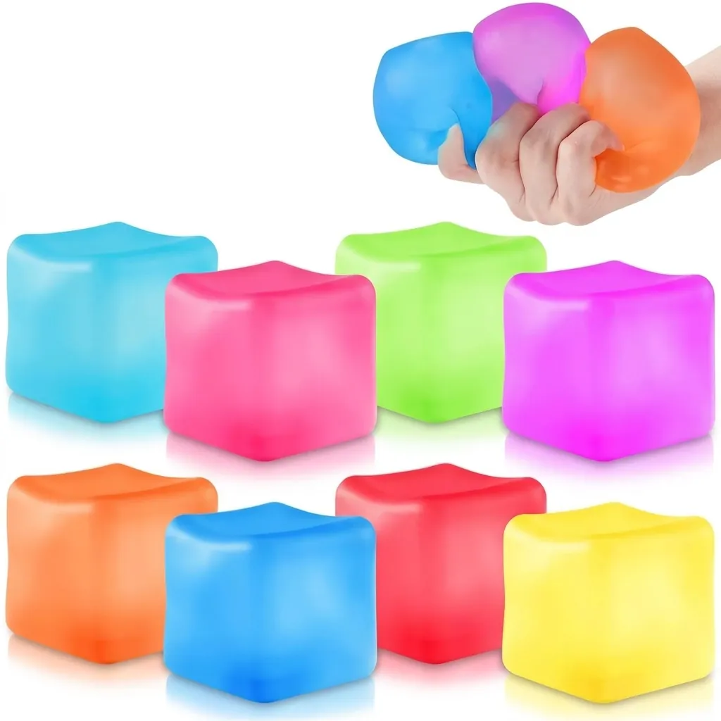 Giocattolo Antistress Cubetto di Ghiaccio Squishy TPR Trasparente a Ritorno Lento Con Motivo a Vortice di Marmo per Adulti e Bambini