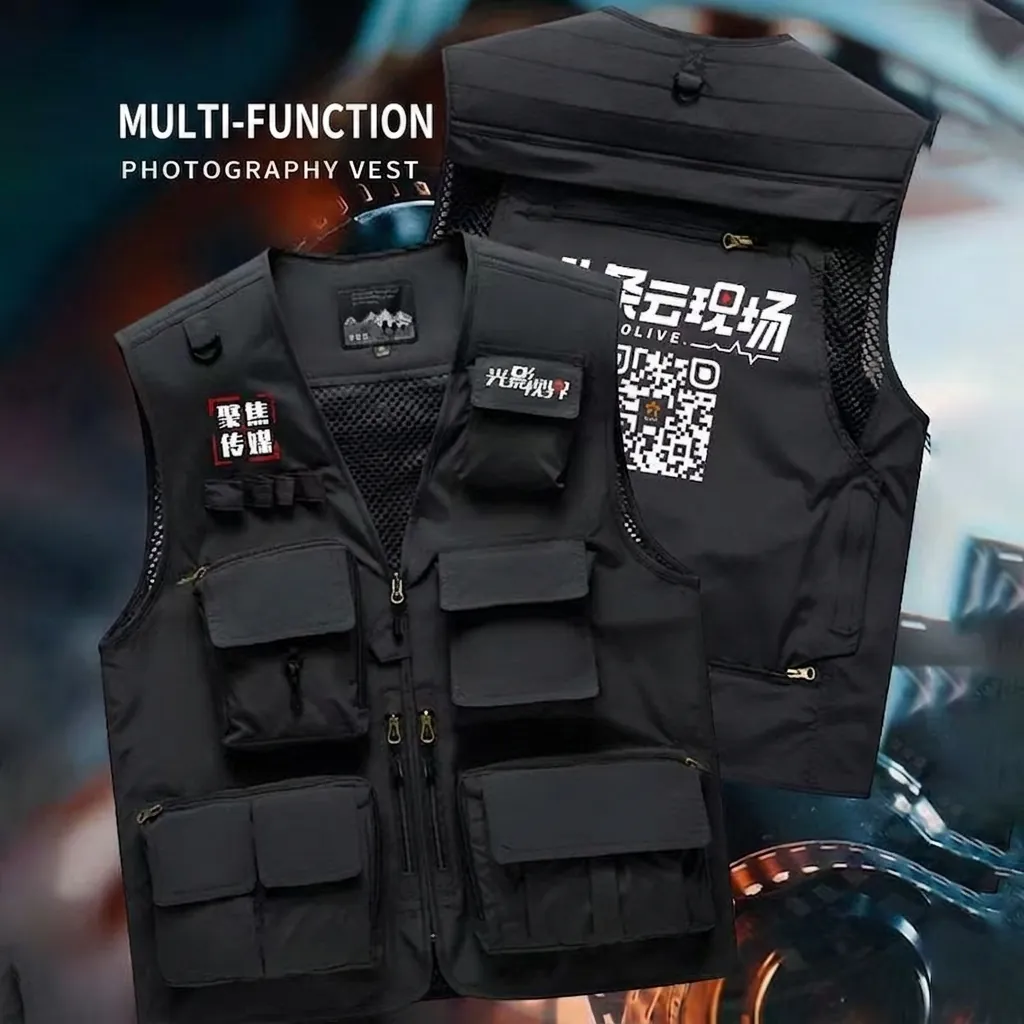 Men's Women's Multi-Pocket Work Vest Reflective Strip Safety Utility Waistcoat For Photography Fishing Outdoor Activities