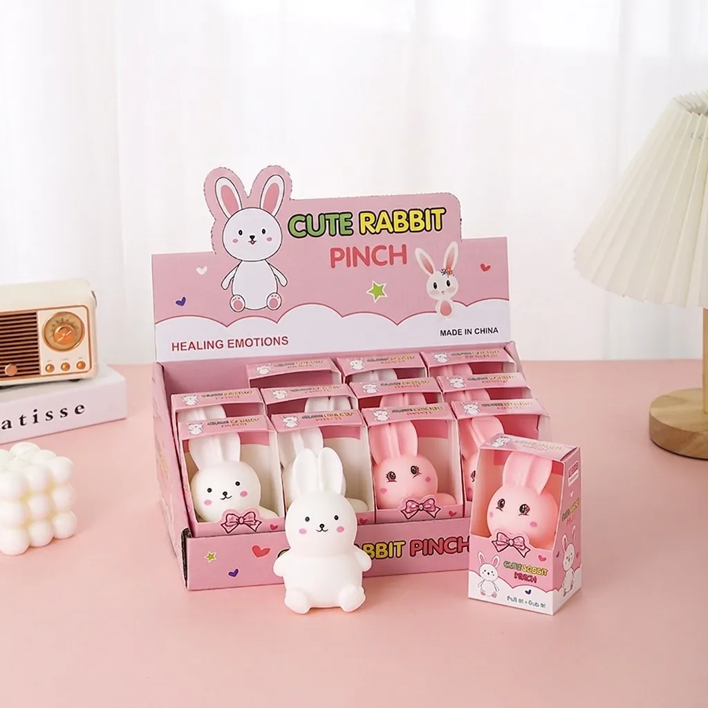 Cute Rabbit Squishy Stress Relief Toy Soft TPR Bunny Pinch Toy Healing Emotions Gift Boxed For Adults Kids