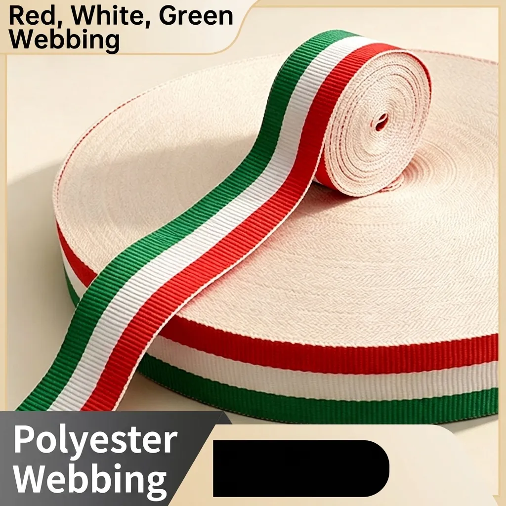 Ruban en Polyester Rayé Tricolore Rouge Blanc Vert Couleurs Drapeau Italie Mexique pour Médaille Emballage Cadeau
